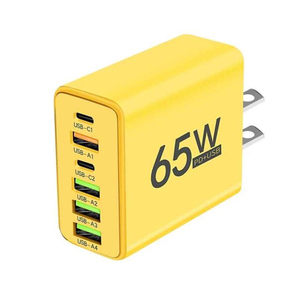 65W 6 Ports USB Type C Charger Fast Charging QC3.0 Travel Chargers For iPhone 15 Samsung Xiaomi Mobile Phone Adapter EU US Plug - Image 2
