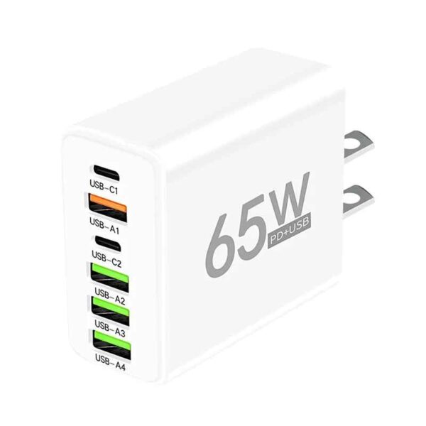 65W 6 Ports USB Type C Charger Fast Charging QC3.0 Travel Chargers For iPhone 15 Samsung Xiaomi Mobile Phone Adapter EU US Plug - Image 3