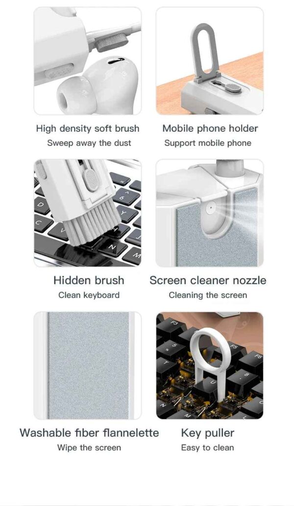 8 In 1 Keyboard Cleaning Kit Earphones Cleaner Brush For AirPods Computer Tablet Laptop TV Screen Mobile Phone Cleaning Tools - Image 4