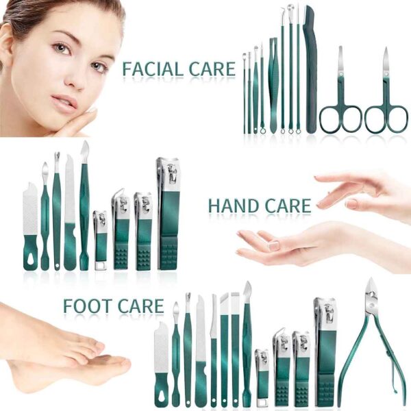Manicure Set Professional Nail Clippers Kit Pedicure Care Tools- Stainless Steel Women Grooming Kit for Travel or Home - Image 6